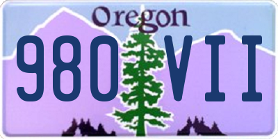 OR license plate 980VII