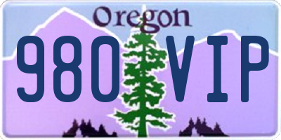 OR license plate 980VIP