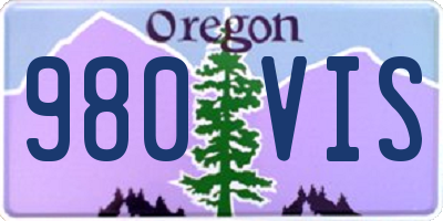 OR license plate 980VIS