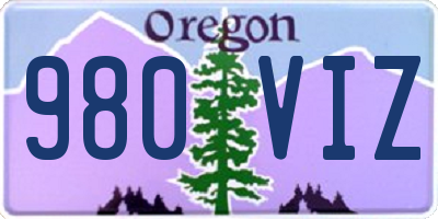 OR license plate 980VIZ