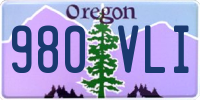 OR license plate 980VLI
