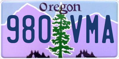 OR license plate 980VMA