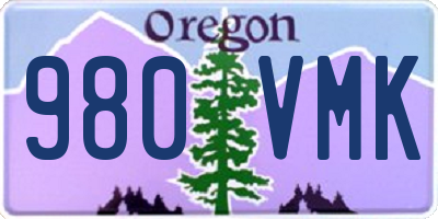 OR license plate 980VMK