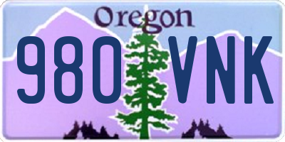 OR license plate 980VNK