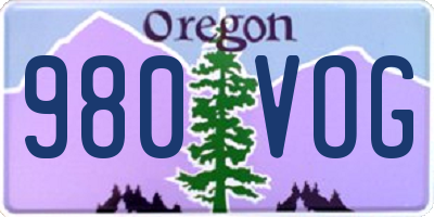 OR license plate 980VOG