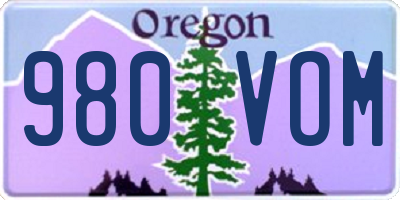 OR license plate 980VOM