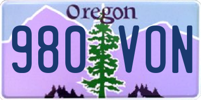 OR license plate 980VON