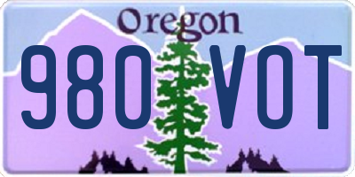 OR license plate 980VOT