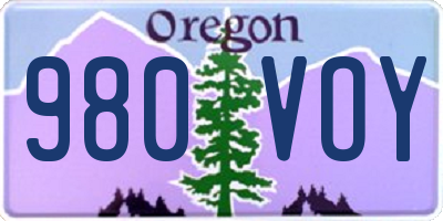 OR license plate 980VOY