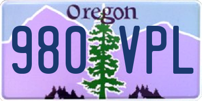 OR license plate 980VPL