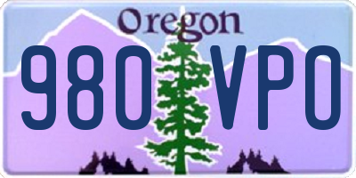 OR license plate 980VPO