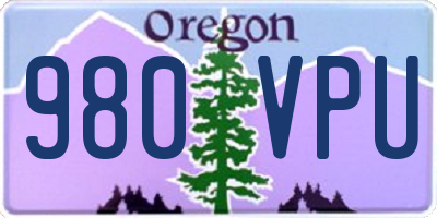 OR license plate 980VPU