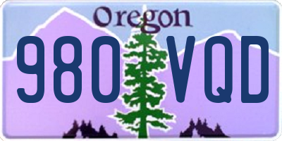 OR license plate 980VQD