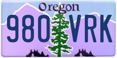 OR license plate 980VRK