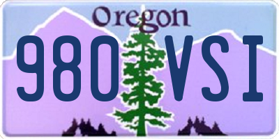 OR license plate 980VSI