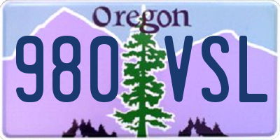 OR license plate 980VSL