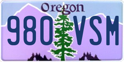 OR license plate 980VSM