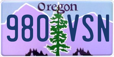 OR license plate 980VSN