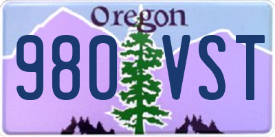 OR license plate 980VST