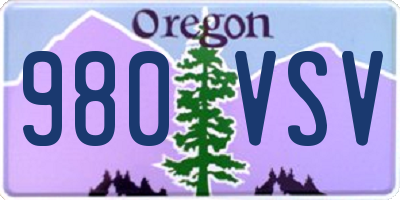 OR license plate 980VSV