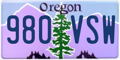 OR license plate 980VSW