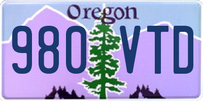 OR license plate 980VTD