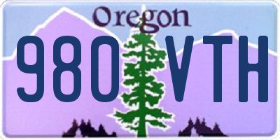 OR license plate 980VTH