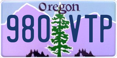 OR license plate 980VTP