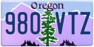 OR license plate 980VTZ