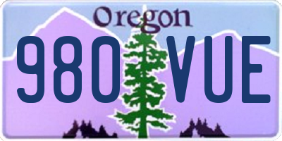 OR license plate 980VUE