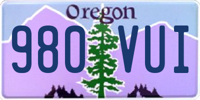 OR license plate 980VUI