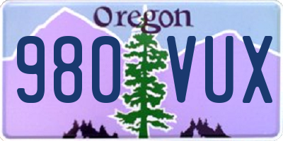 OR license plate 980VUX