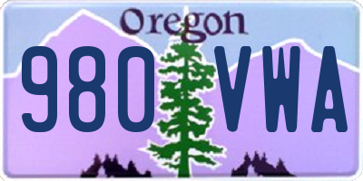 OR license plate 980VWA