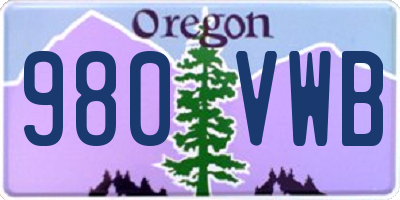 OR license plate 980VWB