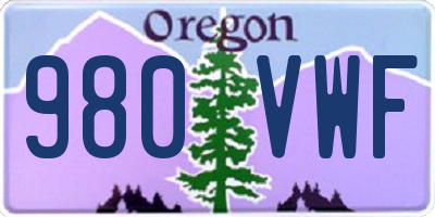 OR license plate 980VWF