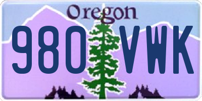 OR license plate 980VWK