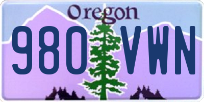 OR license plate 980VWN