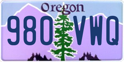 OR license plate 980VWQ