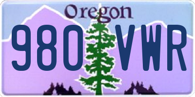 OR license plate 980VWR