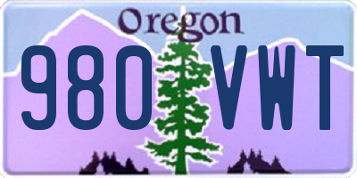 OR license plate 980VWT