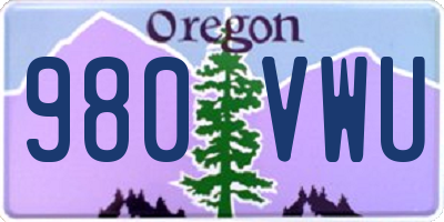 OR license plate 980VWU