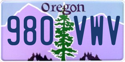 OR license plate 980VWV