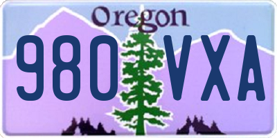 OR license plate 980VXA