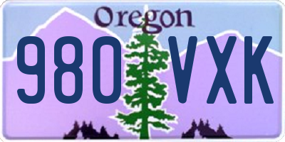OR license plate 980VXK