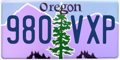 OR license plate 980VXP