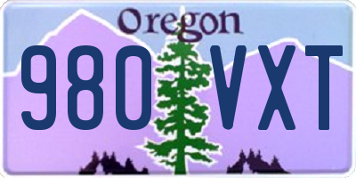 OR license plate 980VXT