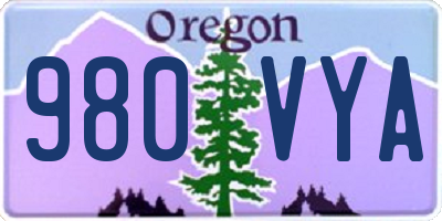 OR license plate 980VYA