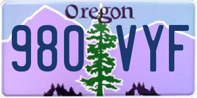 OR license plate 980VYF