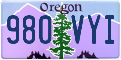 OR license plate 980VYI