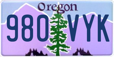 OR license plate 980VYK